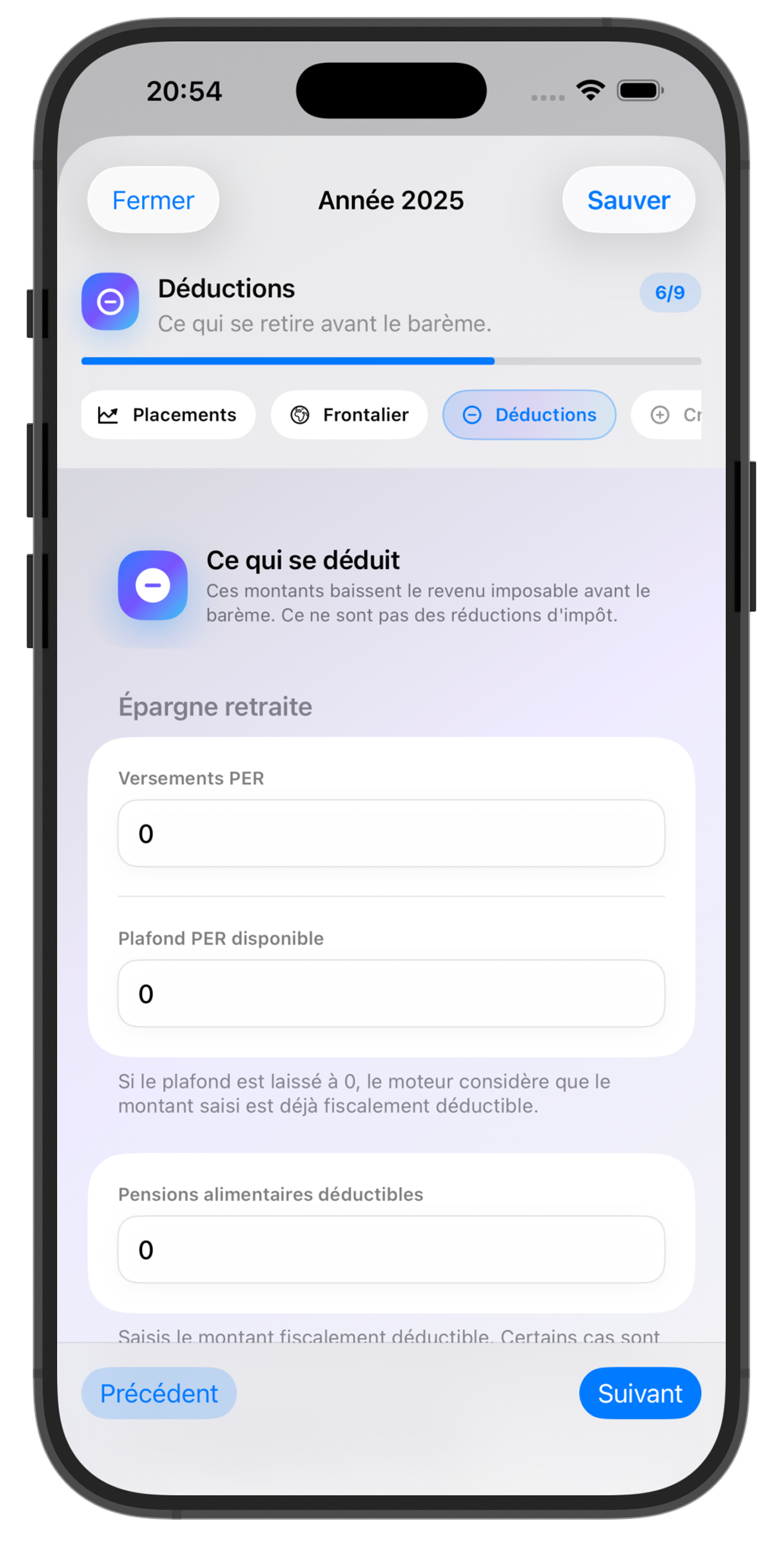 Configuration des réductions dans TonImpôt